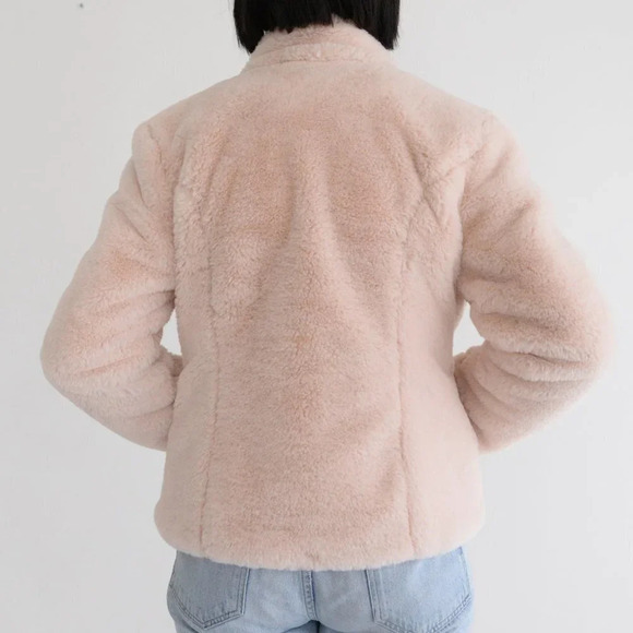 Tribal Jeans Pink Faux Fur Zip Up Bomber Jacket Size P/S - Picture 3 of 13